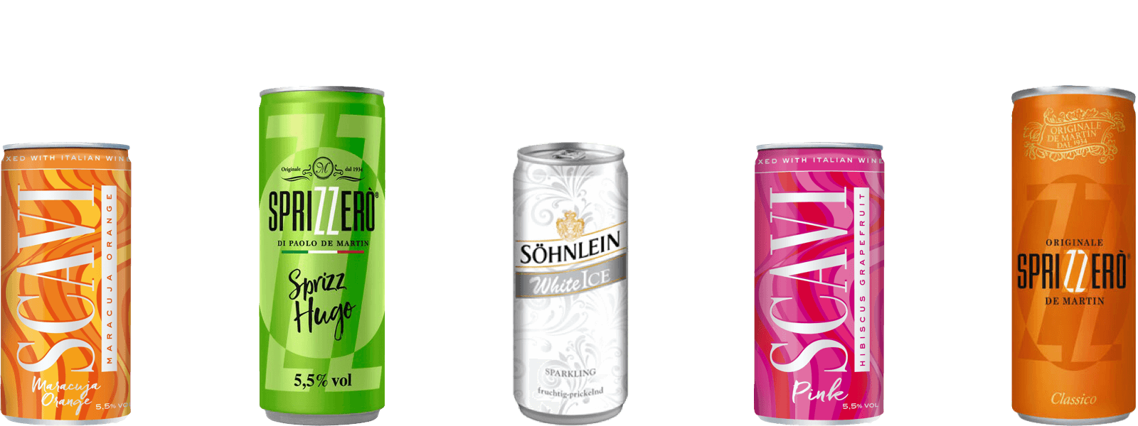 Dosenabfüllung: Wein und Sekt in verschiedenen Dosengrößen